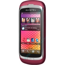 Красно-розовый телефон Alcatel One Touch 818 (Новомосковск)